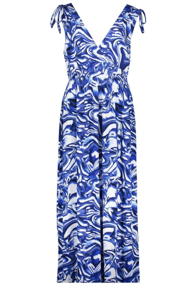 MILA JURK MET OVERSLAG EN PRINT 57367 60 000625 BLUE/OFF-WHITE